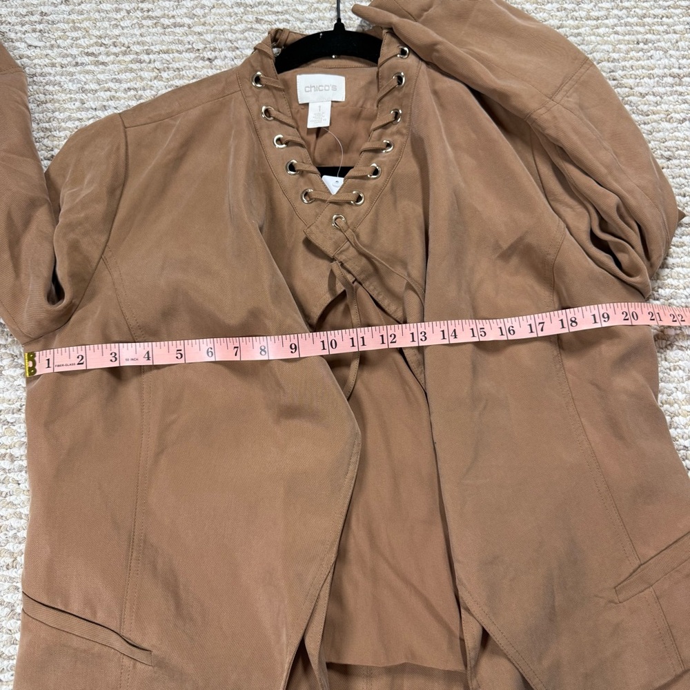 NWT Chico’s Tencel Open Jacket in Camel Brown - Picture 7 of 9